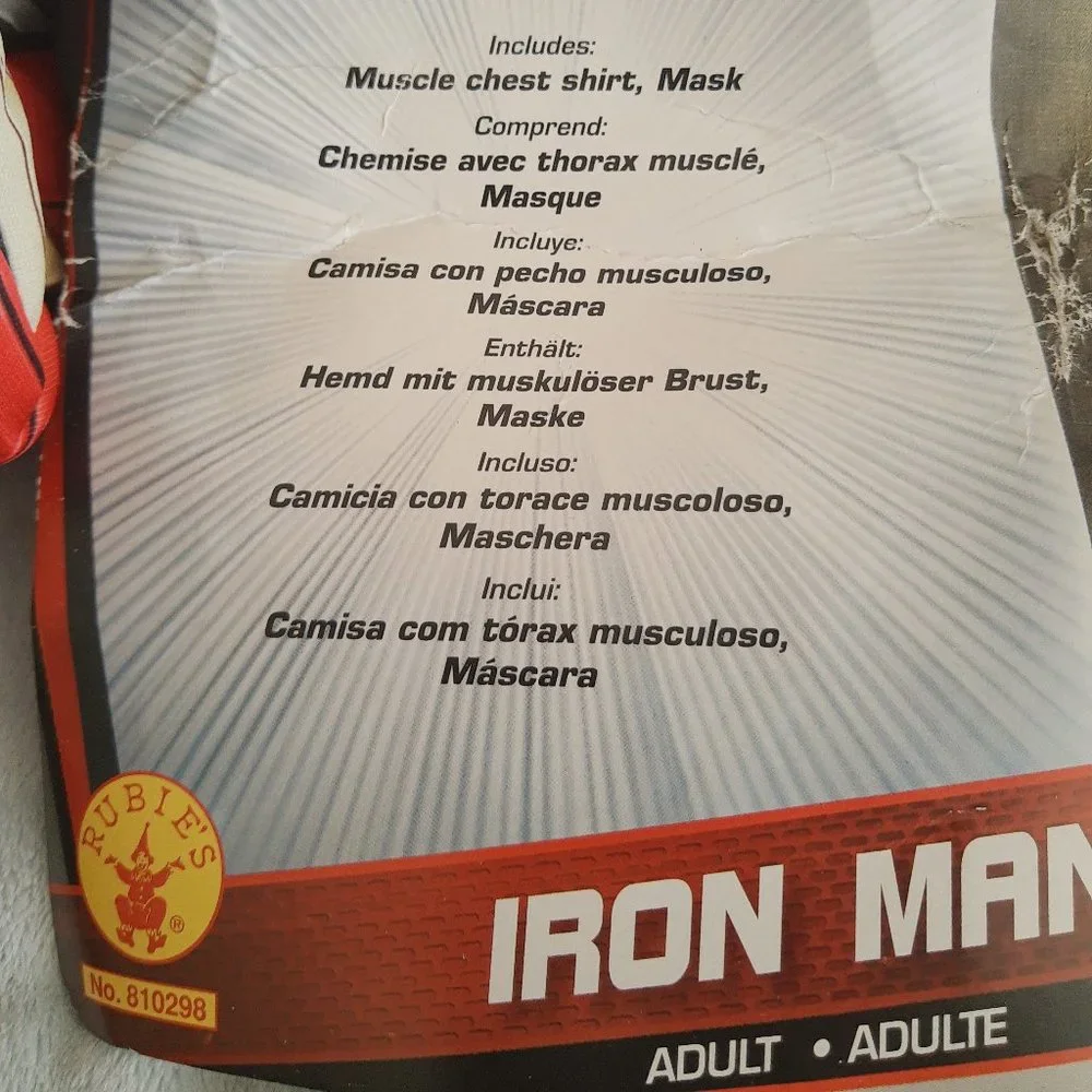 Marvel Avengers 2 Age of Ultron Iron Man Mark 43 Muscle Top Mask S-M PTP 23" - Picture 13 of 15